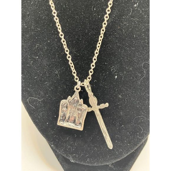 Castle and Sword long, silver-tone necklace! - Picture 4 of 6